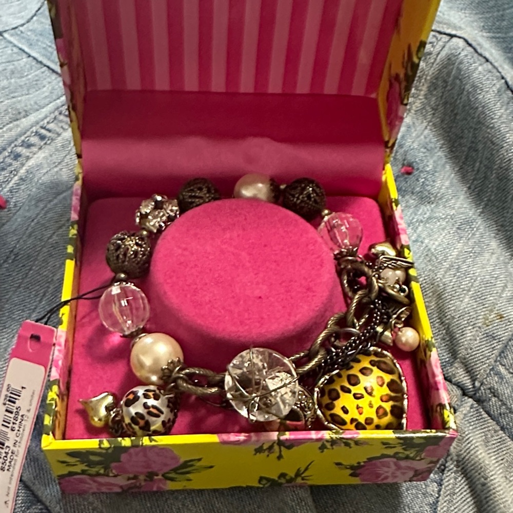Betsey Johnson Yellow Floral Jewelry Box with Pink Roses